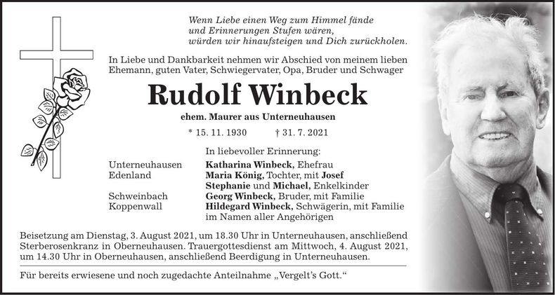 Traueranzeige Rudolf Winbeck