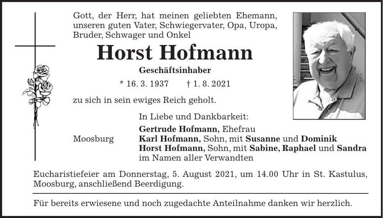 Traueranzeige Horst Hofmann
