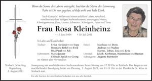 Traueranzeige Rosa Kleinheinz