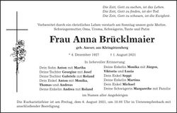 Traueranzeige Anna Brücklmaier