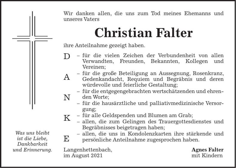 Traueranzeige Christian Falter