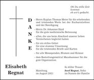 Traueranzeige Elisabeth Regnat