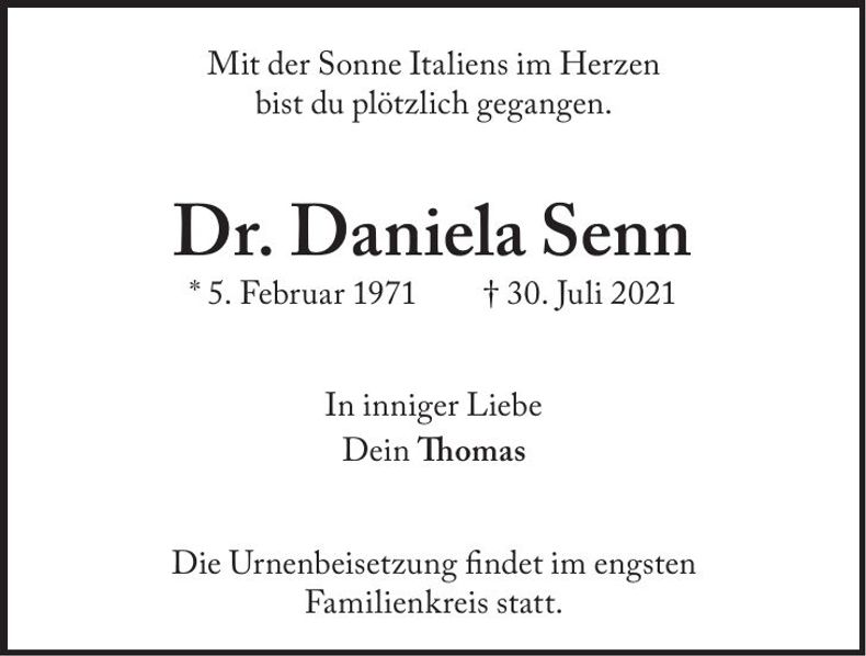 Traueranzeige Daniela Senn