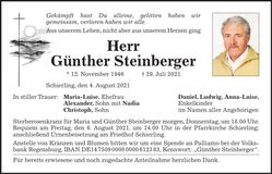 Traueranzeige Günther Steinberger
