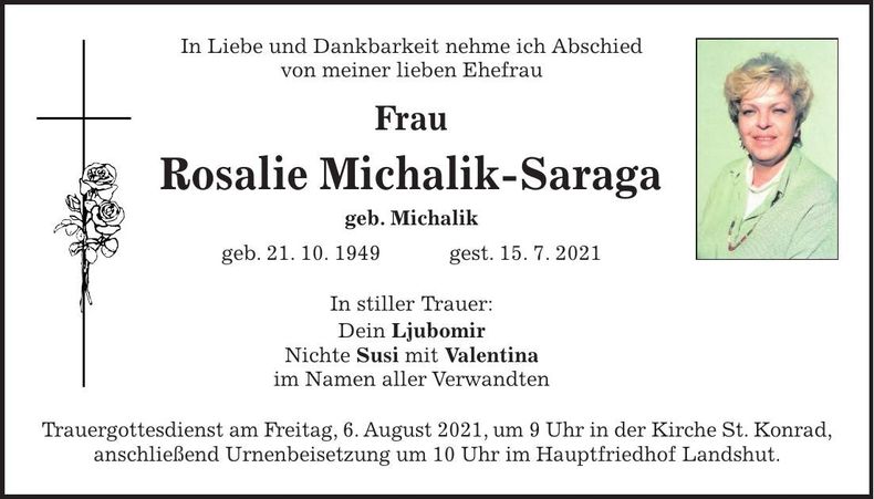 Traueranzeige Rosalie Michalik-Saraga