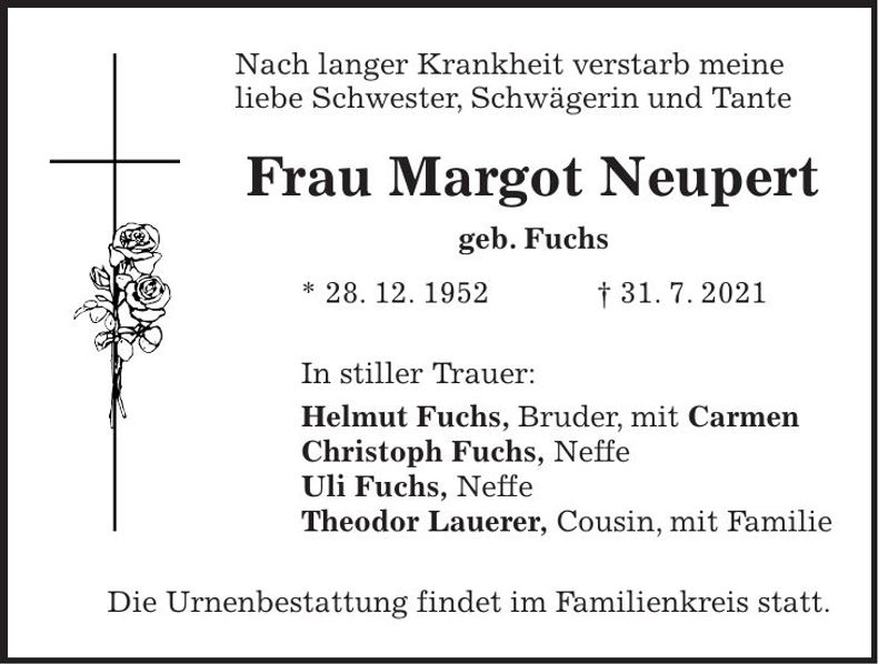 Traueranzeige Margot Neupert