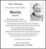 Traueranzeige Müller Martin
