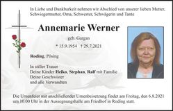 Traueranzeige Annemarie Werner