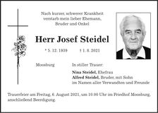 Traueranzeige Josef Steidel