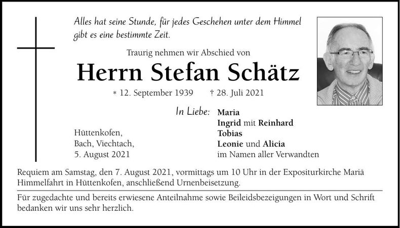 Traueranzeige Stefan Schätz