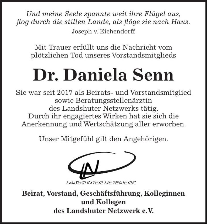 Traueranzeige Daniela Dr. Senn