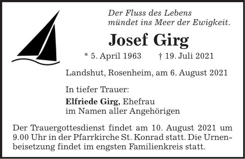 Traueranzeige Josef Girg
