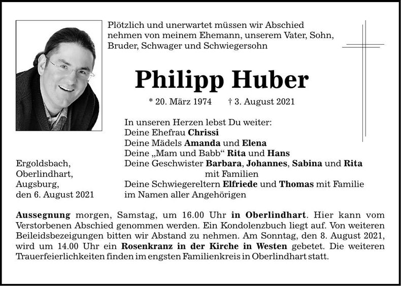Traueranzeige Phillip Huber