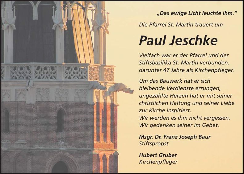 Traueranzeige Paul Jeschke
