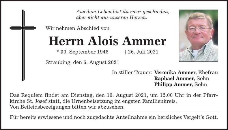 Traueranzeige Alois Ammer