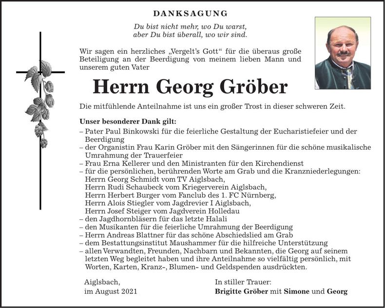 Traueranzeige Georg Gröber