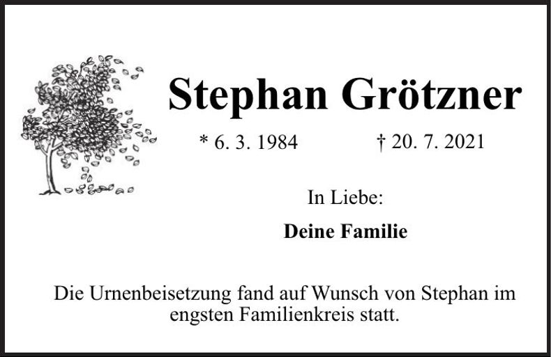 Traueranzeige Stephan Grötzner