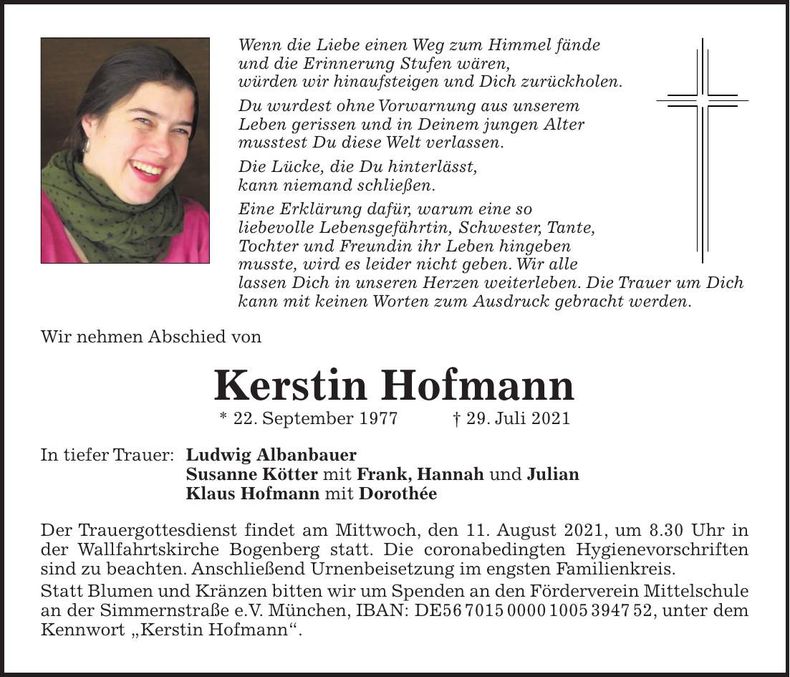 Traueranzeige Kerstin Hofmann