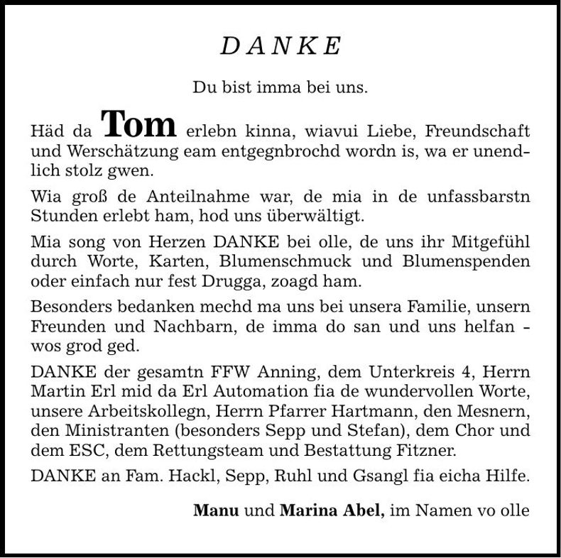 Traueranzeige Thomas Abel