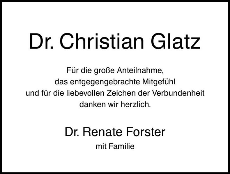 Traueranzeige Christian Glatz