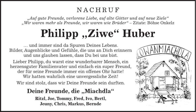 Traueranzeige Philipp Huber