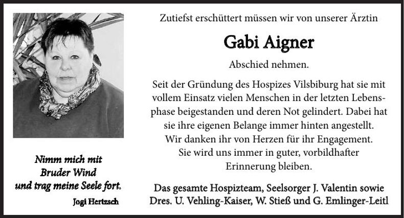 Traueranzeige Gabi Aigner