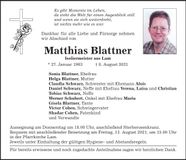 Traueranzeige Matthias Blattner