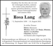 Traueranzeige Rosa Lang