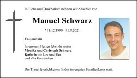 Traueranzeige Manuel Schwarz