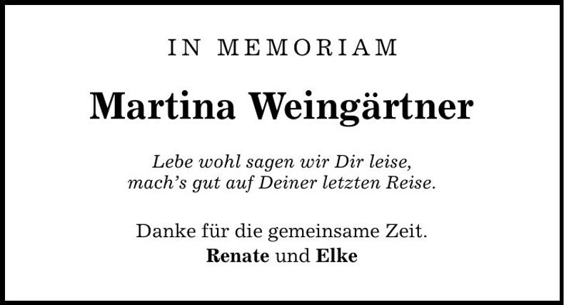 Traueranzeige Martina Weingärtner
