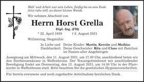 Traueranzeige Horst Grella