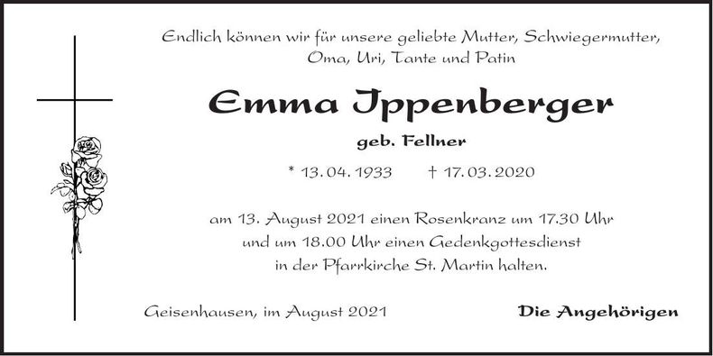 Traueranzeige Emma Ippenberger