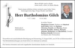 Traueranzeige Bartholomäus Gilch