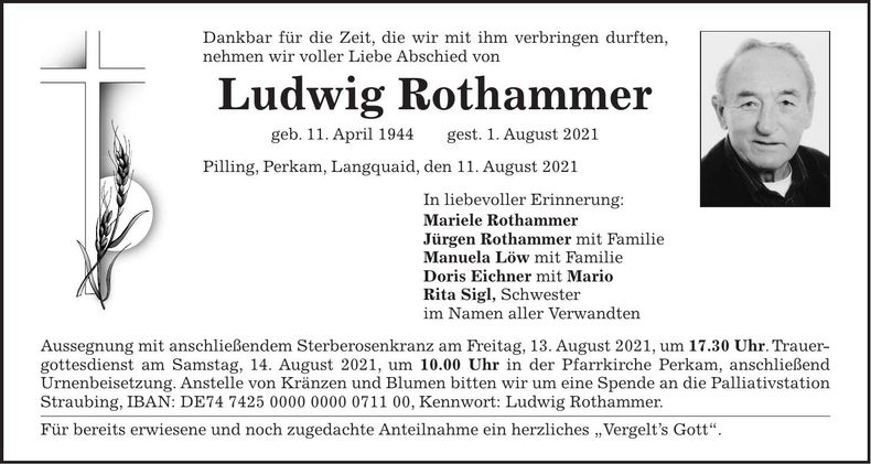 Traueranzeige Ludwig Rothammer