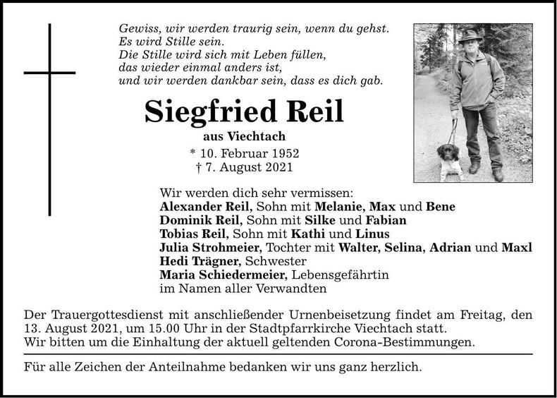 Traueranzeige Siegfried Reil
