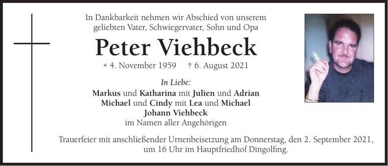 Traueranzeige Peter Viehbeck
