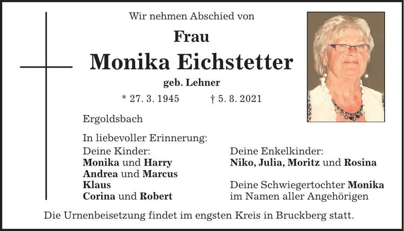 Traueranzeige Monika Eichstetter