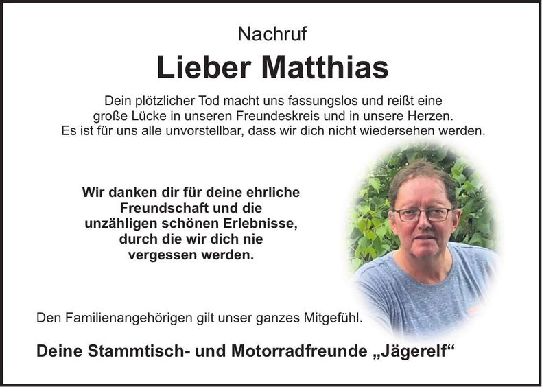 Traueranzeige Matthias Blattner