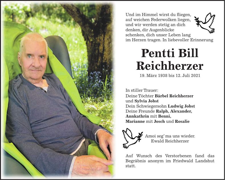 Traueranzeige Pentti Bill Reichherzer