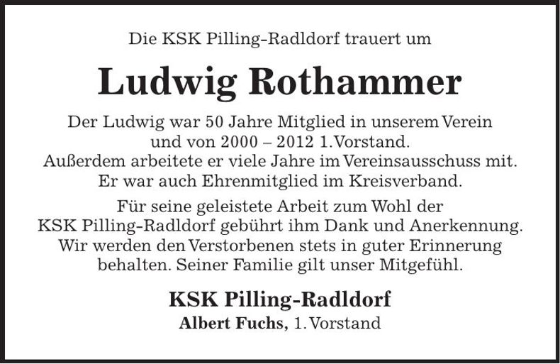 Traueranzeige Ludwig Rothammer