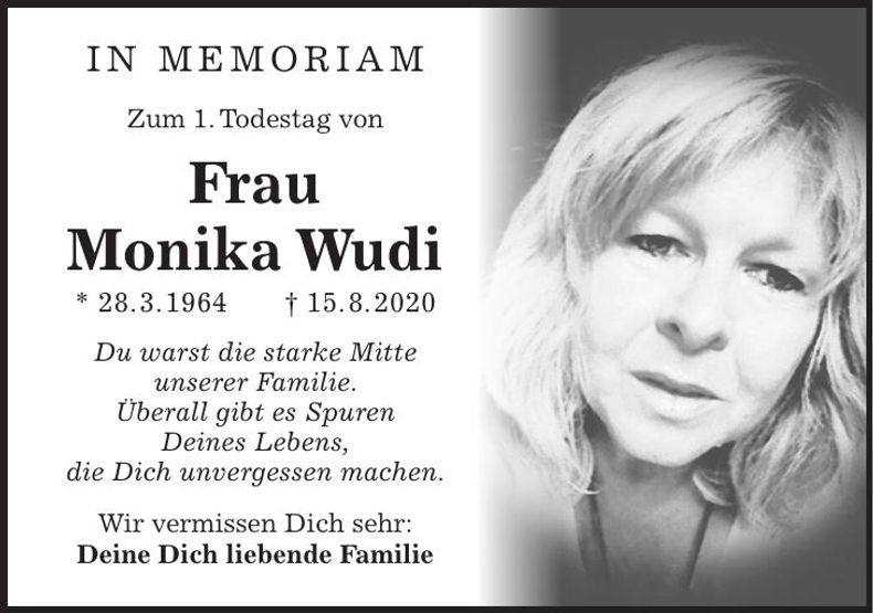 Traueranzeige Monika Wudi