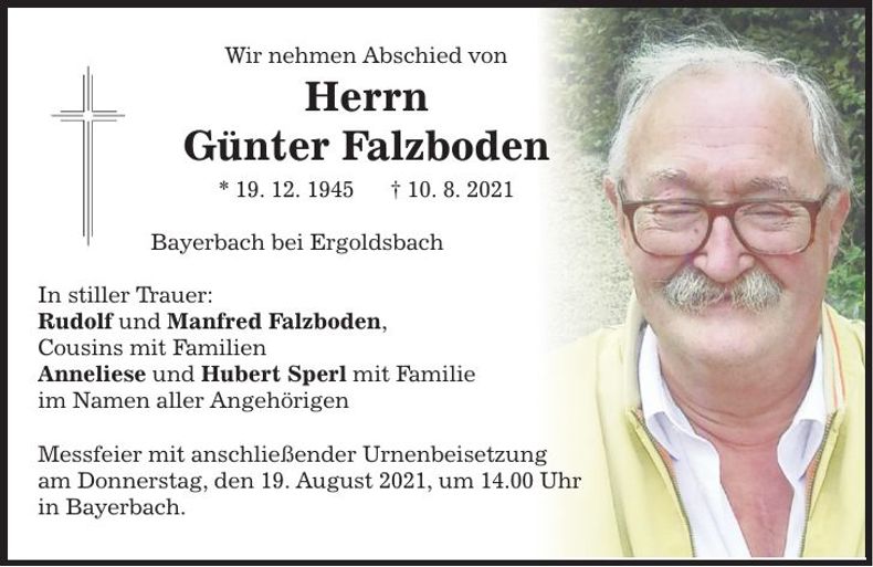 Traueranzeige Günter Falzboden