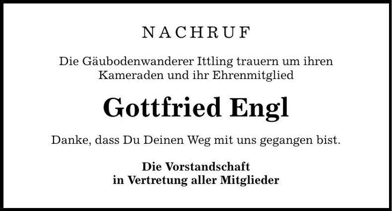 Traueranzeige Gottfried Engl