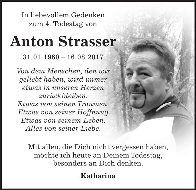 Traueranzeige Anton Strasser