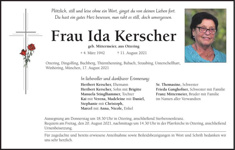 Traueranzeige Ida Kerscher