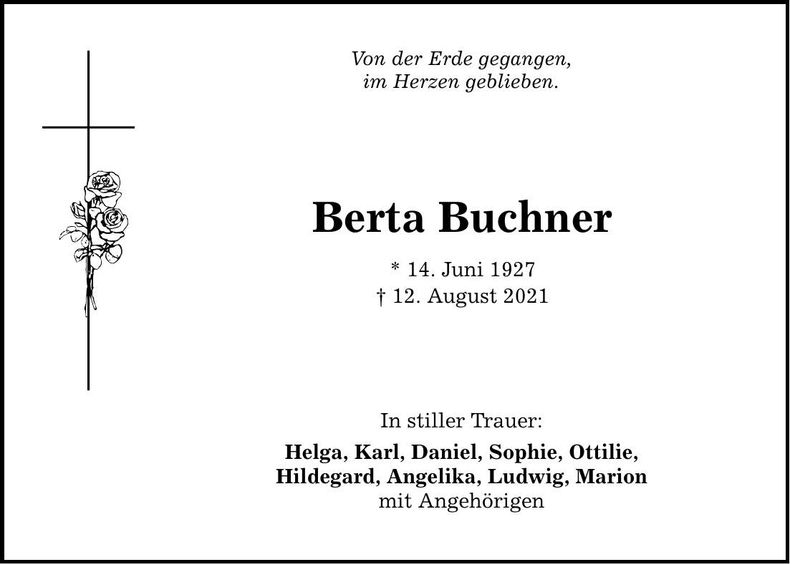 Traueranzeige Berta Buchner