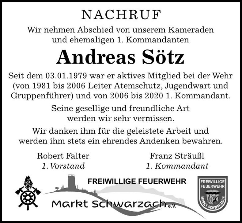 Traueranzeige Andreas Sötz
