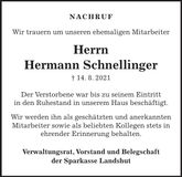 Traueranzeige Hermann Schnellinger