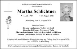 Traueranzeige Martha Schlichtner