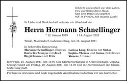 Traueranzeige Hermann Schnellinger